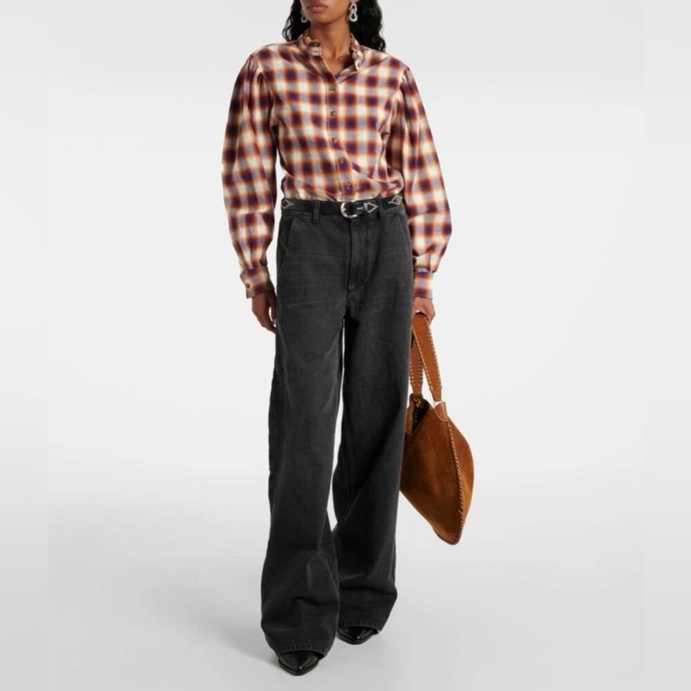 Isabel Marant Etoile Jancis Checked Cotton Shirt Blouse Size 36(S)